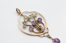 Antique Edwardian 9ct Rose Gold Amethyst Pendant