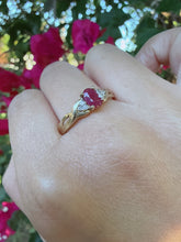 Vintage 9ct Gold Pink Ruby & Diamond Dress Ring – Size S