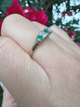 Vintage 1991 9ct Gold Emerald & Diamond Five Stone Ring Size M 1/2