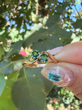 Vintage 9ct Gold Emerald Toi et Moi Ring Size K