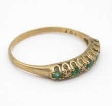 Vintage 1987 9ct Gold Emerald Diamond Ring Size O