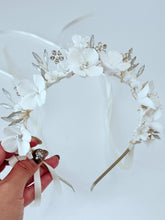 White Floral Bridal Headband – Handmade Wedding Hairpiece