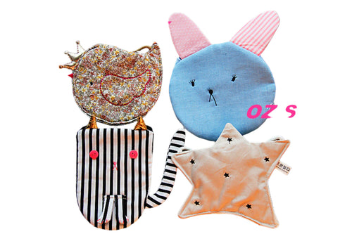 Cute Kids Mini Cotton Messenger Bags - Bird, Bunny, Star, and Kitty Designs