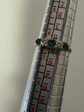 Vintage 1991 9ct Gold Emerald & Diamond Five Stone Ring Size M 1/2