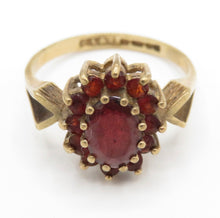 Vintage 1979 9ct Gold Garnet Cluster Ring Size L1/2 2.3g