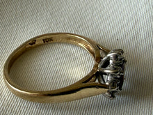 Vintage 10K Gold Ruby & Diamond Halo Ring Size L