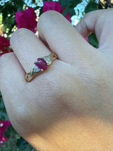 Vintage 9ct Gold Pink Ruby & Diamond Dress Ring – Size S