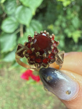 Vintage 1979 9ct Gold Garnet Cluster Ring Size L1/2 2.3g