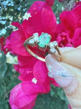 Vintage 2005 9ct Gold Emerald & Diamond Ring Size N
