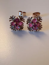 Vintage Birmingham 1979 9ct Gold Ruby Cluster Earrings