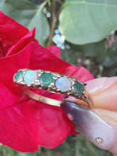 Birmingham 1976 9ct Gold Emerald Opal Five Stone Ring Size P