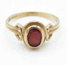 Vintage Birmingham 9ct Gold Natural Garnet Oval Bezel Ring Size L