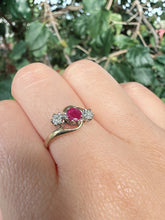 Vintage 9ct Gold Ruby Diamond Ring Size L