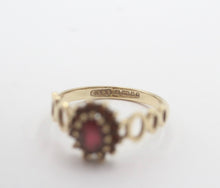 Vintage 9ct Gold Garnet Cluster Ring Edinburgh L 1/2
