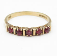 Vintage 1983 London 9ct Gold Pink Gemstone Half Eternity Ring Size O