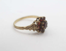 Vintage 9ct Gold Garnet Daisy Cluster Ring Size L 1/2