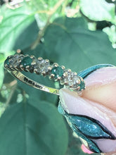 Vintage 9ct Gold Emerald & Diamond Half Eternity Ring Size J 1/2