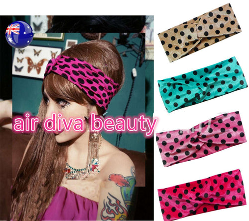 Vintage Polka Dot Turban Headband – Retro Boho Twist Hair Wrap