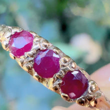 Vintage Birmingham 9ct Yellow Gold Pink Ruby Ring Size M 1/2