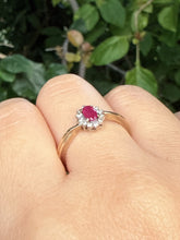 Vintage Sheffield 9ct Gold Ruby Diamond Ring Size M 1/2