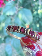 Vintage 1983 London 9ct Gold Pink Gemstone Half Eternity Ring Size O