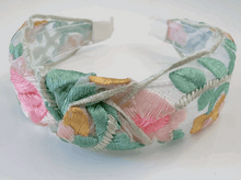 Embroidered Floral Mesh Headband – Pastel Vintage Wide Hairband for Women & Girls Bowknot
