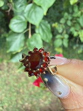 Vintage 1979 9ct Gold Garnet Cluster Ring Size L1/2 2.3g