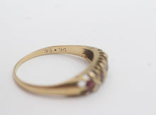 Vintage 9ct Gold Ruby Diamond Gypsy Ring Size Q