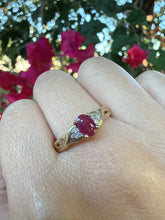Vintage 9ct Gold Pink Ruby & Diamond Dress Ring – Size S