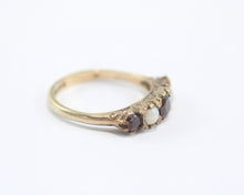 Vintage Birmingham 9ct Gold Garnet Opal Ring