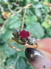 Vintage 9ct Gold Ruby Diamond Ring Size L