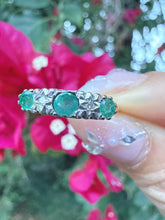 Vintage 1991 9ct Gold Emerald & Diamond Five Stone Ring Size M 1/2