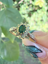 Vintage Birmingham 9ct Gold Emerald Diamond Ring Size N
