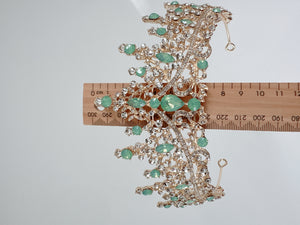 Mint Green Crystal Tiara – Elegant Bridal and Prom Crown for Women