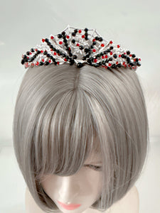 Women Gothic Black and Red Crystal Tiara - Elegant Tiara for Weddings & Events