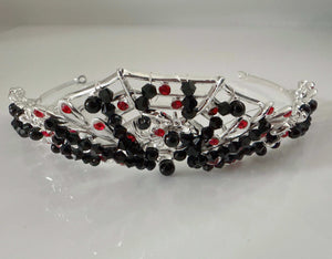 Women Gothic Black and Red Crystal Tiara - Elegant Tiara for Weddings & Events