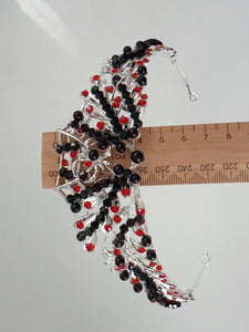 Women Gothic Black and Red Crystal Tiara - Elegant Tiara for Weddings & Events