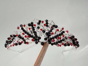 Women Gothic Black and Red Crystal Tiara - Elegant Tiara for Weddings & Events