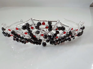 Women Gothic Black and Red Crystal Tiara - Elegant Tiara for Weddings & Events
