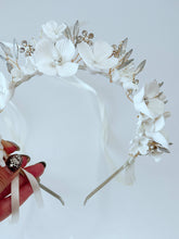 White Floral Bridal Headband – Handmade Wedding Hairpiece