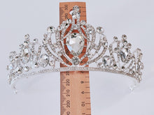 Heart-Shaped Silver Crystal Tiara – Elegant Bridal & Prom Rhinestone Crown for Women