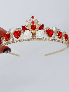 Women Girls Red Heart of Queen Costume match Tiara Crown headwear headband - Elegant Tiara for Weddings & Events