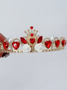 Women Girls Red Heart of Queen Costume match Tiara Crown headwear headband
