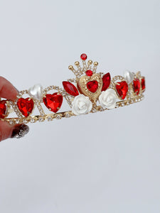 Women Girls Red Heart of Queen Costume match Tiara Crown headwear headband - Elegant Tiara for Weddings & Events