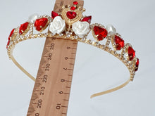 Women Girls Red Heart of Queen Costume match Tiara Crown headwear headband - Elegant Tiara for Weddings & Events