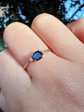 Vintage 1960s 9ct Gold Sapphire Diamond Ring Size N