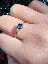 Vintage 1960s 9ct Gold Sapphire Diamond Ring Size N