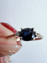 Vintage 1960s 9ct Gold Sapphire Diamond Ring Size N