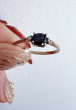Vintage 1960s 9ct Gold Sapphire Diamond Ring Size N