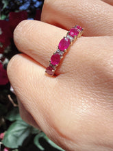 Vintage 1990s 9ct Gold Pink Ruby & Diamond Half Eternity Ring Size P